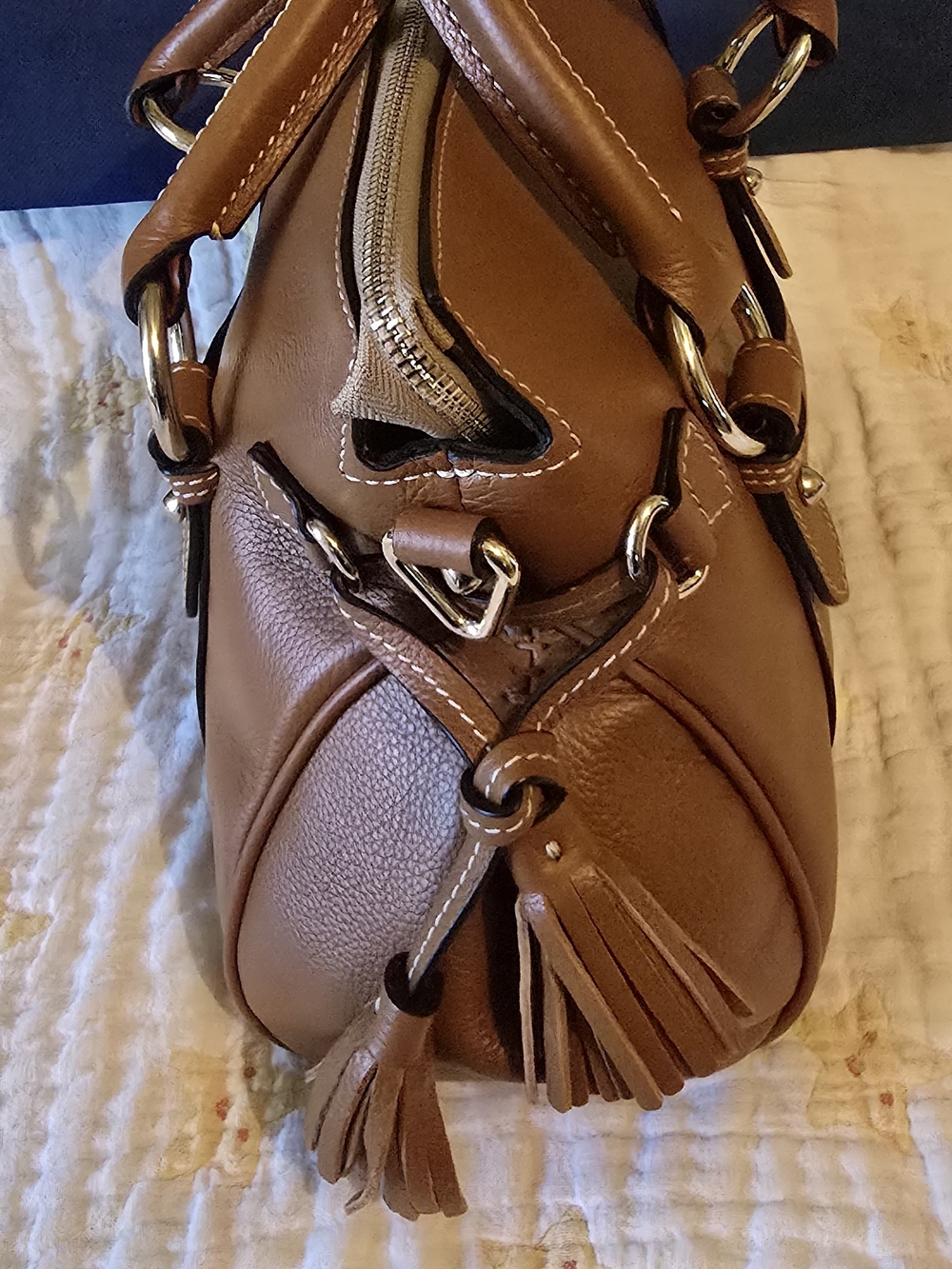 Dooney & Bourke Tan Leather Satchel - Picture 3 of 6